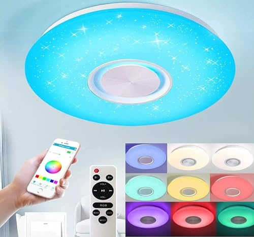 JOJO1-SHOP Plafoniera a led rgb con cassa bluetooth musica lampadario da soffitto 65w