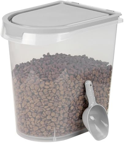 Taylor & Brown 20L Airtight Pet Food Storage Container with Scoop Up to 17.6 lbs Treats For Pet Dog Cat Bird Food Animal 8kg Dry Food Dispenser Keep Fresh BPA Free Stackable (Grey)
