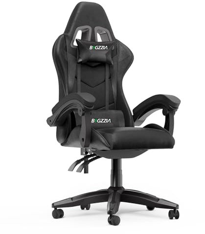 Racingreat Ergonomic Gaming Chair with Adjustable Height, Reclining Feature, Headrest, and Lumbar Support for Adults (Basics, Black)