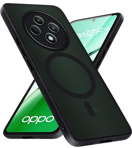 Xiltlly Magnetica Cover per OPPO Reno 12 FS/12F(5G/4G), Compatibile con MagSafe, Traslucido Opaco Custodia Antiurto Protettiva AntiGraffio Case per OPPO Reno 12 FS/12F 6.67, Nero