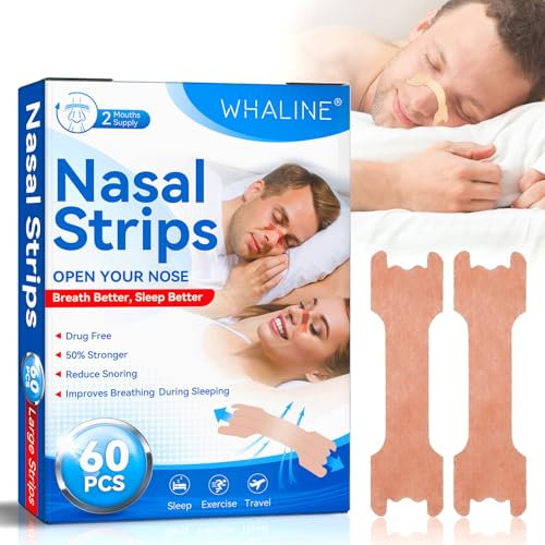 Nasenpflaster Schnarchen 60 Stück, Nasenpflaster Besser Atmen Hautfarben Nasenstrips Anti Schnarch Pflaster Schnarchpflaster Lindern Eine Verstopfte Nase Aufgrund Allergien,Schnupfen