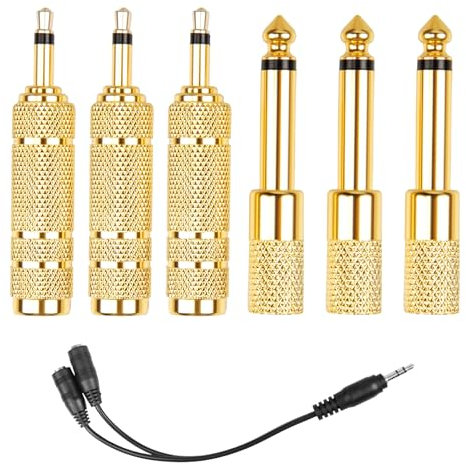 BOULESENM 7 PCS Adaptador Jack 3.5 a 6.3,Adaptador Jack 6.3 a 3.5,Adáptador de Amplificádor Auriculares Compatible,Adáptador Jáck,Para Piano Eléctrico Teclado Amplificador Guitarra Auricular Mezclador