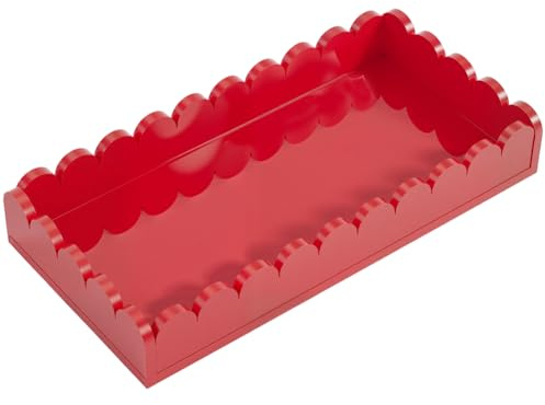 CREATCABIN Christmas Bathroom Vanity Tray for Counter Red Decorative Acrylic Tray Rectangle Sponge Soap Holder Kitchen Sink Organizer Plate for Toilet Makeup Perfume Jewelry Home Decoration 10x20x3cm