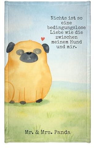 Mr. & Mrs. Panda Handtuch Mops Design - Geschenk, Liebe, Hund, Kleines, Gästetuch, frottee gästehandtuch, Pure, Frotteehandtuch, Sprüche, Knuffig, 30x50