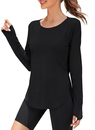 Rapbin UV Shirt Damen Langarm Sportshirt Damen UPF 50+ Leichtes Atmungsaktiv Funktionsshirt Sport Oberteile Damen Rundhals Fitness Activewear with Daumenloch