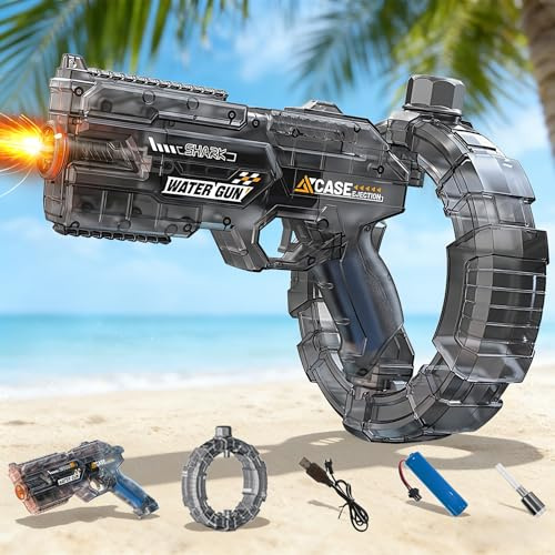Electric Water Gun for Kids, Automatic Water Pistol Blaster with Spray Sound and Led Light, Summer Swimming Pool Beach Party Toys (Black)