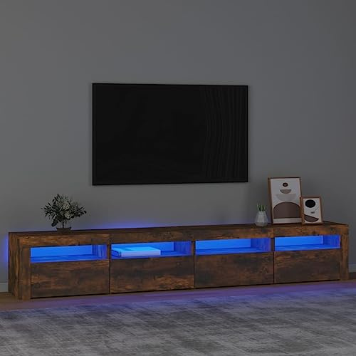 Lumanois Mueble de TV con Luces LED Color Roble Ahumado 240x35x40 cm,Mobiliario,Muebles TV,52.19kg-3152767