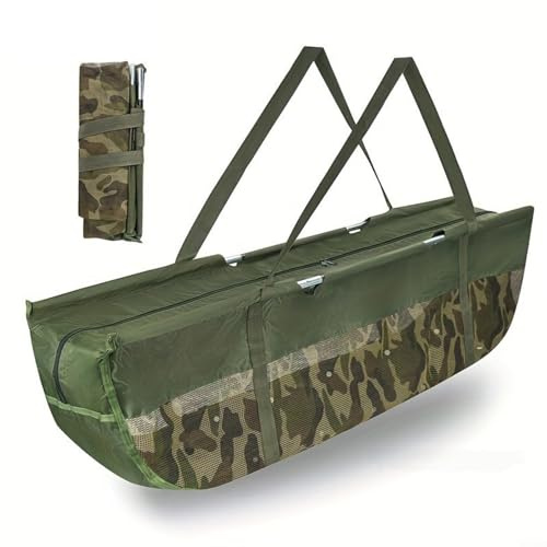 CWOQOCW Borsa pieghevole per pesare la pesca, in tessuto Oxford 600D, con righello integrato per spigola, carpa, verde