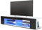 Vladon Lowboard Movie, TV-Kommode mit 4 offenen Fächern und Zierleisten, Weiß matt/Schwarz Hochglanz, inkl. LED-Beleuchtung blau (134 x 29 x 39 cm)
