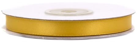 Doppelseitiges Satinband 6mm x 20m Rolle - FARBAUSWAHL in 6/10/25/38mm - farbecht & waschbar - Schleifenband für Hochzeit - Geschenkband zum Verpacken Dekorieren Basteln - Gold 687