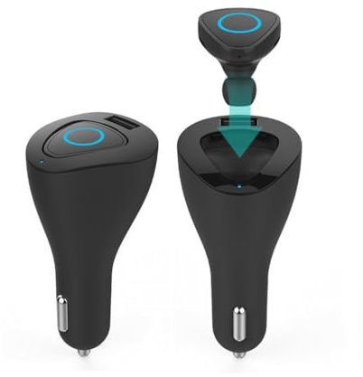TrAdE shop Traesio- Auricolare Bluetooth Mini WiFi USB Microfono CARICACATORE Auto per Smartphone
