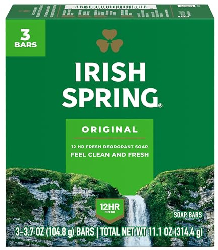 Irish Spring Bar Soap for Men, Original Clean, Smell Fresh and Clean for 12 Hours, Men Soap Bars for Washing Hands and Body, Mild for Skin, Recyclable Carton, 3.7 Ounce - 3 Count (Pack of 8)