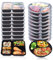 OITUGG Meal Prep Containers Lot de 20, Réutilisable, 1000ml Lunch Box avec 3 Compartiment, 10pcs Rectangulaire et 10pcs Ronde, Sans BPA, Peut être mis au micro-ondes, Ne se lave pas au lave-vaisselle