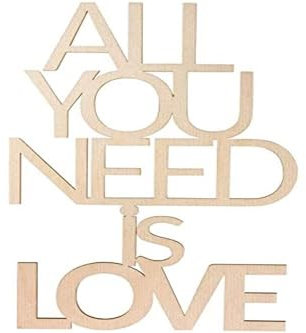 Rayher Holzschrift All you need is love, FSC zertifiziert, natur, 12,4 x 21,8 x 0,4 cm, Schriftzug Holz, Wanddekoration Holz, 46418505