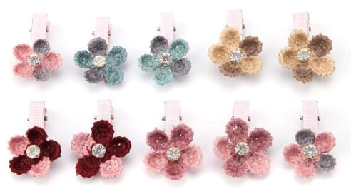 Haustier Haarspangen Niedliche Blumen Haarnadel für Haustiere Hundekatze Welpenhaarzusätze Haustierpflegeprodukte mit Krokodilklemmen Packung mit 10 Stück