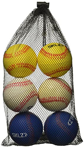 SKLZ Gewichteter Trainings-Baseball, offizielle Größe, Schaumstoffbälle, Bauen Sie Armstärke auf, Weiß/Blau/Rot, 6 Stück