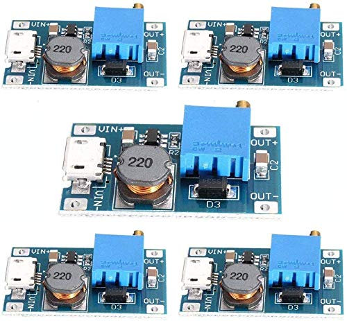Hailege 5pcs 2A DC-DC Boost Module de conversion élévateur MicroUSB 2V-24V à 5V-28V 9V 12V 24V