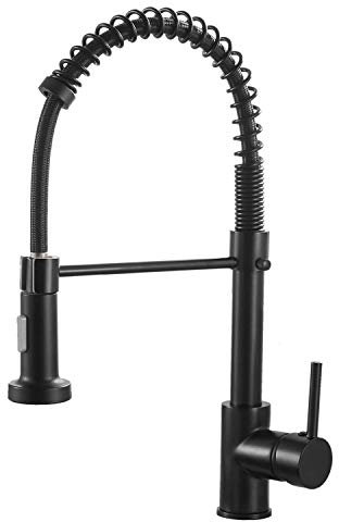 NEWRAIN 2 Function Kitchen Mixer Tap With Pull Out Spray, Stainless Steel Sink Faucet, High Arc 360° Swivel Matte Black