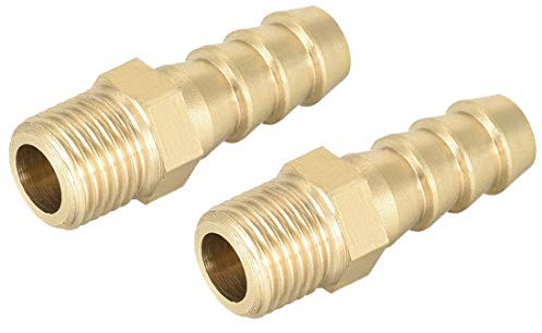 sourcing map Raccord Cannelé Tuyau Laiton Connecteur Métrique Mâle à Tuyau Barbelé 8mm x M10 x 1, 2Pcs