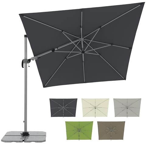 Doppler Sonnenschirm für den Garten 320x240cm Anthrazit I Pendelschirm knickbar, drehbar & neigbar I Gartenschirm mit UV-Schutz 50+ I Kurbelschirm aus Aluminium I regenabweisender Stoff