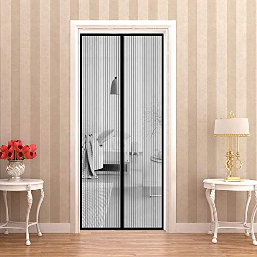 THAIKER Zanzariera Porta Finestra Magnetica, 150x230cm(59x91inch) Zanzariere a Rullo Chiudi Automaticamente Impedendo agli Insetti di Entrare per Porte d'IngressoPorte Cortili, Nero A