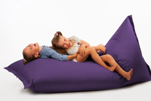 Chilly pilley Sitzsack Bean Bag Riesensitzsack Sitzkissen Gartenkissen Bodenkissen zum Liegen und Sitzen Wasserdicht Relax Sessel für Kinder & Erwachsene (100x200cm, Violett)