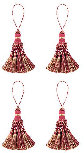 Fenghuangwu - Set di 4 eleganti nappe in poliestere, colorate, nappe per artigianato, chiavi, tende, decorazione domestica, accessori per fai da te, colore rosso
