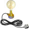 Retro Desk Lamp with Plug in Pendant Switch, B22 Socket Table Light Reading Bedside Edison Wrought Iron Accent Lamp Steampunk Metal Indoor Lamp Stand (Lamp Only)