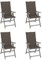 vidaXL 4X Akazienholz Massiv Gartenstuhl Verstellbar mit Auflagen Stuhl Hochlehner Holzstuhl Stühle Gartenstühle Gartensessel Outdoor Gartenmöbel