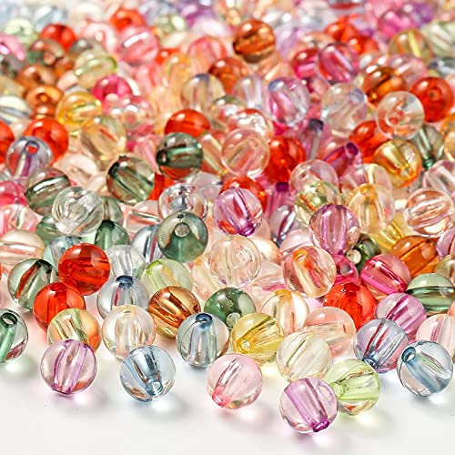 HERZWILD 800pcs perles de verre cristal 8mm Perles rondes transparentes colorées pour la Fabrication de bijoux en cristalperles