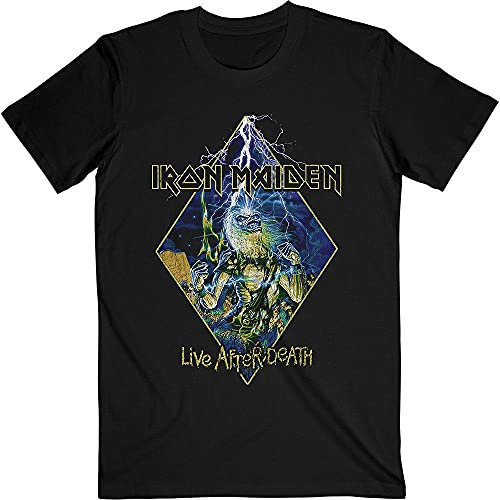 Iron Maiden T Shirt Live After Death Diamond Band Logo Official Mens Black S