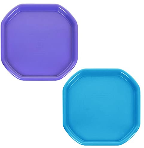 M1SS Set of 2 - Purple And Sky Blue Small Messy Play tray Plastic Builders Building Material Children Kids Mixing Tray Sand Pool Pit Garden Beach MADE IN UK