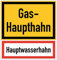 Aufkleber „Gashaupthahn Hauptwasserhahn“ Kombi Hinweis Feuerwehr Folie nach DIN 4066 | 297 x 315 mm Made in Germany
