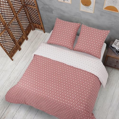 Vency Bettwäsche 155x220 2-Teilig Dunkelorange - Oeko-TEX 80% Baumwolle & 20% Polyester, 1x Bettbezug Reißverschluss + 1x Kissenbezug 80x80 Umschlagverschluss, Puzzle Modell