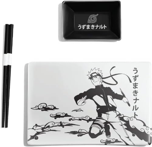 Just Funky Naruto Shippuden - Set di stoviglie giapponesi per sushi, 3 pezzi, in ceramica