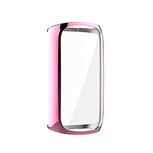 Generic Hülle mit Schutzfolie für Fitbit Luxe - TPU Kratzfest Rundum Abdeckung Schutzhülle Schutz Case mit Glas Displayschutz für Fitbit Luxe (Rosa, One Size)