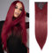 TESS Haarteil Extensions wie Echthaar Clip in Kunsthaar günstig 8 Pcs 18 Clips Haarverlängerung Glatt Haar Rot 26(66cm)-140g