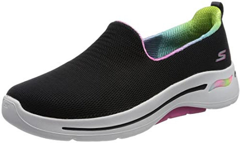 Skechers Zapatillas BKHP 124867 para Mujer, Ribete Textil Negro Rosa Intenso, 37 EU