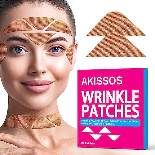 Zornesfalte Pflaster - Akissos 160 PCS DIY Mehrzweck Einfach zu bedienen Dreieckige Baumwolle Face Lifting Tape für Volle Gesicht & Hals - Gesichtsfalten Patches