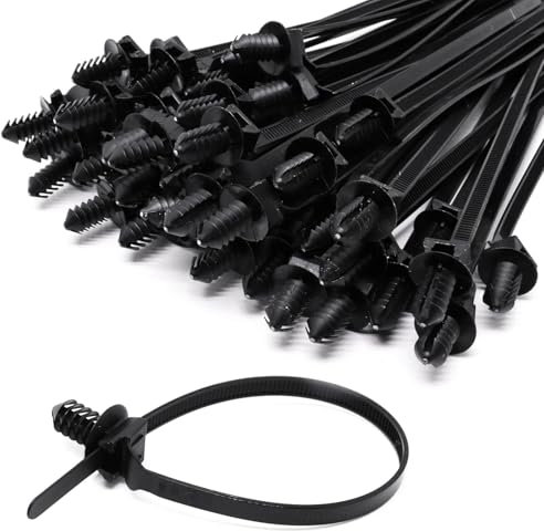 S SYDIEN Kabelbinder zum Aufstecken, robust, schwarz, 2-in-1, Nylon, selbstsichernd, Kabelbinder für Motorraum, Kabelbaum für den Innenbereich, 21,1 x 0,5 cm, 100 Stück