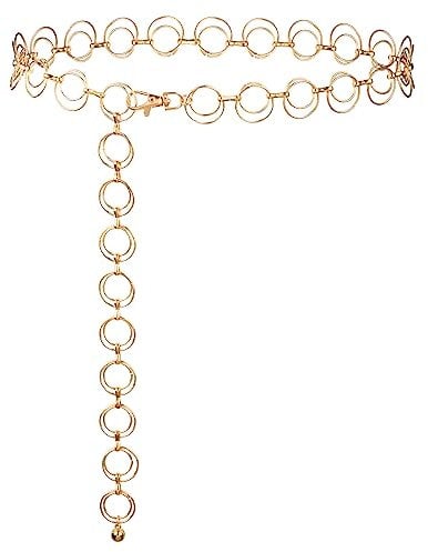WLLHYF Waist Chain Belts for Women 1 Pc Gold Metal Fashion Adjustable Circle Round Layered Body Waist Chains Link Belt Jewelry Accessories for Women Girls Dresses