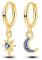 NARMO Dangle Drop Ohrringe 925 Sterling Silber Gold überzogene Star&Moon Ohrringe Blau Cubic Zirkonia Hoop Ohrringe für Frauen Mädchen
