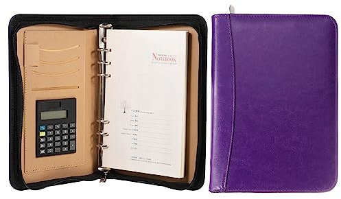 PATIKIL A5 Wirtschaft Mappe PU Leder Schreibmappe Veranstalter Legal Dokument Mappe Reißverschluss Professionelle Schnellhefter für Lebenslauf Bewerbung Violett
