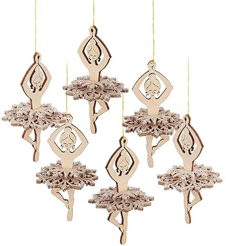 Kuhnert Drechslerei Schmuckanhänger/Baumschmuck - Motiv: Schneeflocke im 6er Set - Höha: ca. 10 cm - Made in Germany