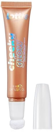 Lottie London Cheeky Glow in Golden Glaze, Liquid Blush & Sheer Highlighter, Buildable Formula Infused with Hyaluronic Acid, Vegan & Cruelty-free