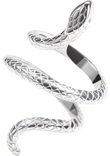 Schlangenring 925 Sterling Silber – Verstellbarer Schlangenring – Detailreiches Schlangendesign – Offener Ring Silber – Geschenkidee (Versilberte Basis)