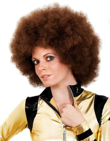 Afro Deluxe braun Perücke - Kostüm-Zubehör Karneval, Halloween & Motto-Party