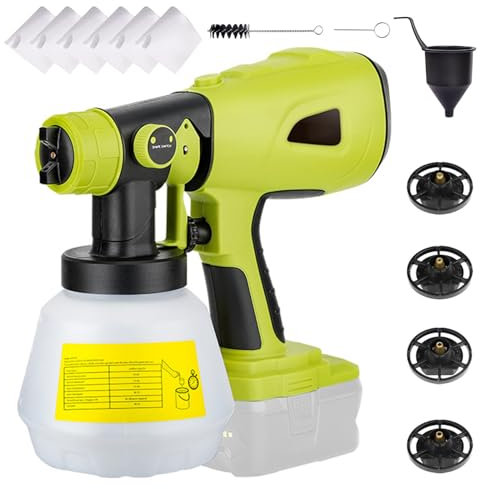Lechnical Pulverizador de Pintura inalámbrico de Repuesto para, batería RYOBI de 20 V máx., pulverizador de Pintura eléctrico de Mano con contenedor de 1000 ml para Interior y Exterior del