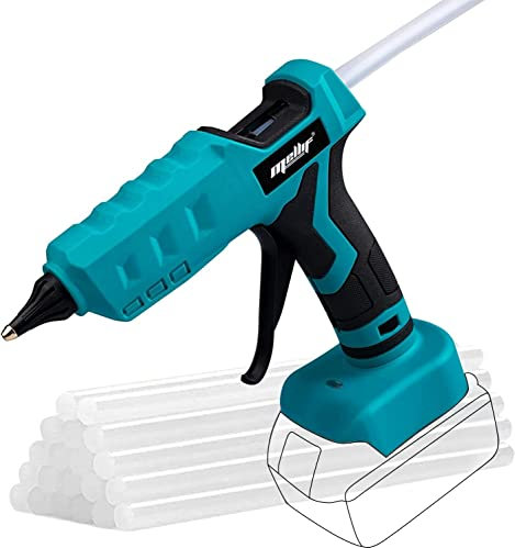 Pistola per colla a caldo senza fili da 100 W per batteria Makita da 18 V (batteria non inclusa) Pistola per colla elettrica ad alta temperatura con 20 bastoncini di colla a grandezza naturale per