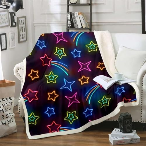 Kuscheldecke 130x150 Stern Decke, Rötliches Braun Fleecedecke Flauschig, Flanell Warm Decken, Sofadecke Wohndecke Weiche Sofa üBerwurfdecke, Winterdecke Kinder Blanket Fuer Sofa Couch